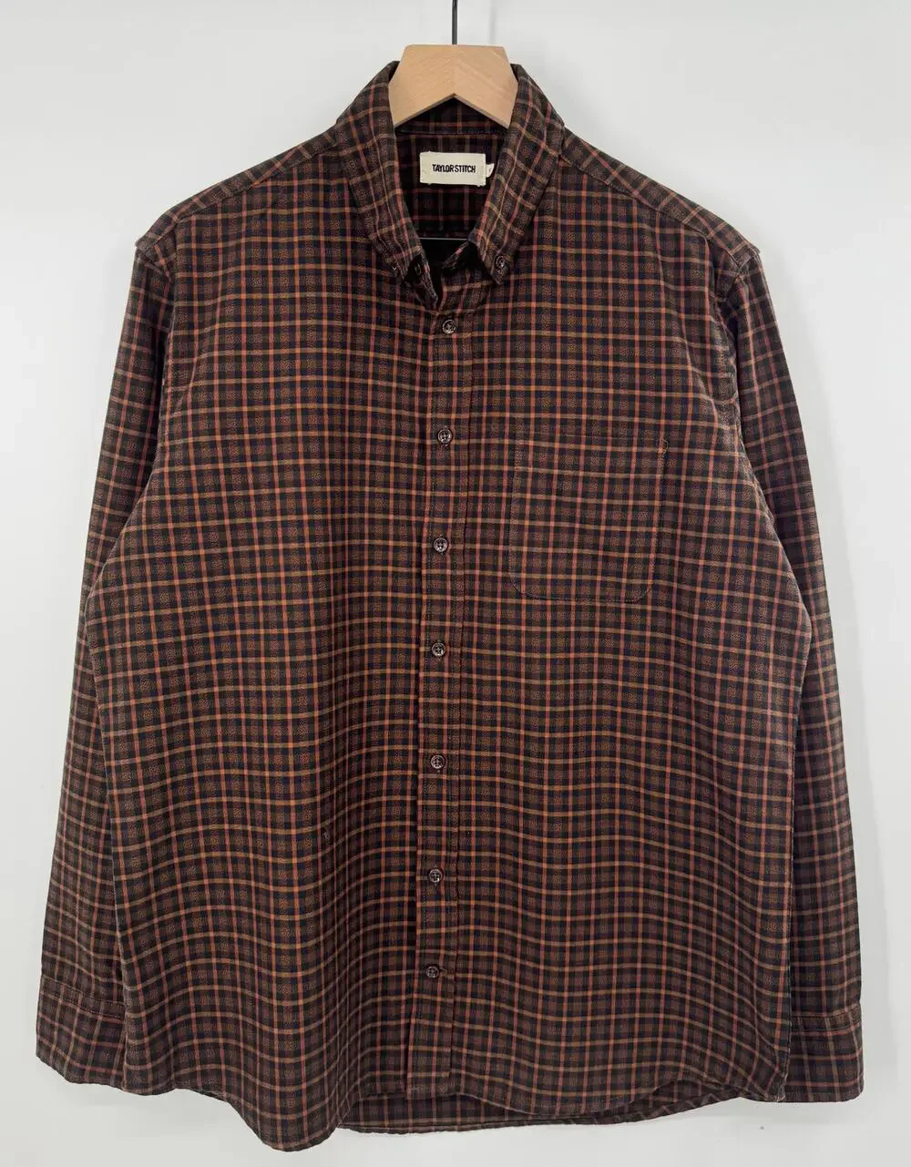 Taylor Stitch Jack Shirt Rust Black Plaid Button Down Shirt 42 L